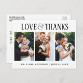Elegante Moderne Liebe und Dank für Hochzeit 3 Fot Postkarte (Vorne/Hinten)
