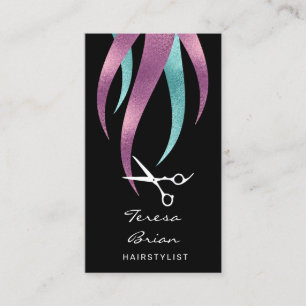 Elegante, moderne, lila-blaue Schere Visitenkarte