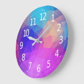 Elegante moderne Lila- & Blue Geometric Polygons | Große Wanduhr (Winkel)
