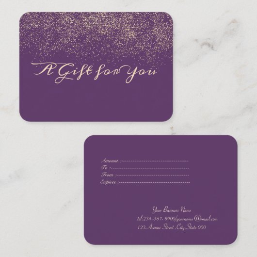 Elegante Moderne Lila Confetti Rabattkarte (Vorne/Hinten)