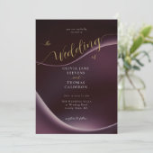 Elegante Moderne Lila Hochzeit in Burgund Einladung (Stehend Vorderseite)
