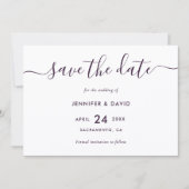 Elegante moderne lila Hochzeit Save The Date (Vorderseite)