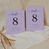 Elegante moderne Lila Hochzeit Tischnummer