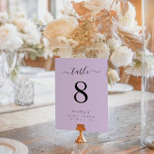 Elegante moderne Lila Hochzeit Tischnummer