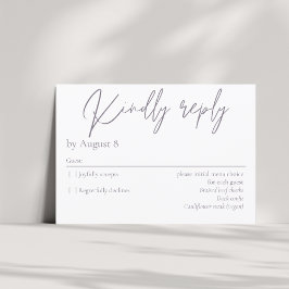 Elegante moderne, lila Hochzeitskarte RSVP