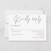 Elegante moderne, lila Hochzeitskarte RSVP (Vorderseite)