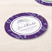 Elegante Moderne Lila Lavendel-Hochzeit Runder Pappuntersetzer (Angewinkelt)