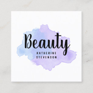 Elegante moderne lila u. blaue Watercolorschönhei Quadratische Visitenkarte