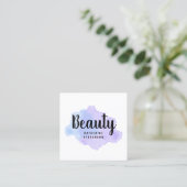 Elegante moderne lila u. blaue Watercolorschönheit Quadratische Visitenkarte (Stehend Vorderseite)