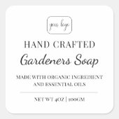 Elegante moderne Logo-Hand-Seifenlabel Quadratischer Aufkleber (Vorderseite)