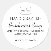 Elegante moderne Logo-Hand-Seifenlabel Runder Aufkleber (Vorderseite)