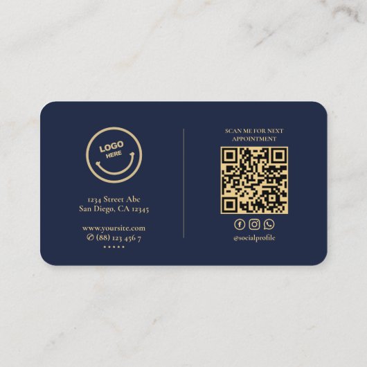 Elegante moderne Logos Dunkle Navy Beruflich Visitenkarte (Rückseite)