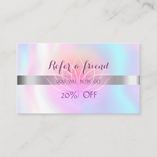 Elegante moderne Lotus,Holographic Referral Card (Vorderseite)