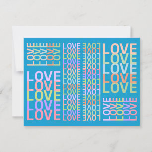 Elegante moderne "LOVE"-Farben auf reicher blauer  Postkarte