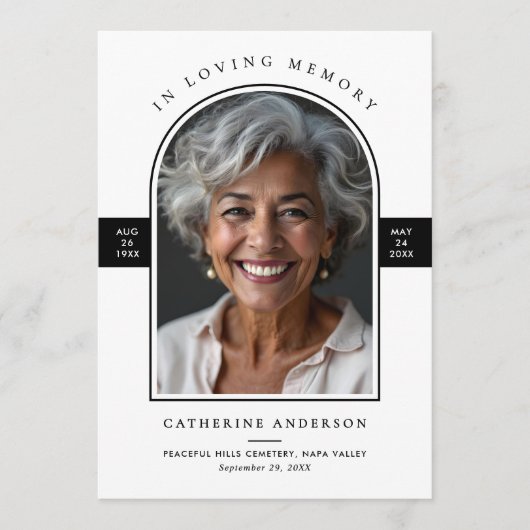 Elegante Moderne Love Memory Arch Foto Beerdigung Programm (Vorderseite)