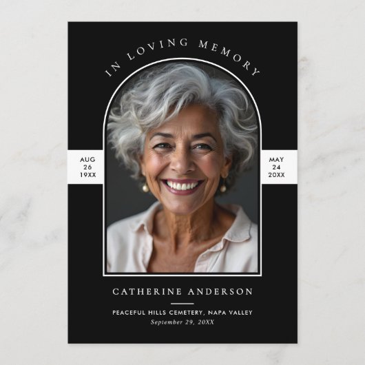 Elegante Moderne Love Memory Arch Foto Beerdigung Programm (Vorderseite)