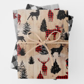 Elegante moderne Lumberjack-Elch karierte Packpfan Geschenkpapier Set (Beispiel)