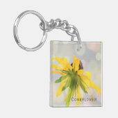 Elegante, moderne, lustige gelbe Blüte Wilde Blume Schlüsselanhänger (Vorderseite links)