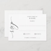 Elegante moderne, luxuriöse Script-Hochzeit RSVP Karte (Vorne/Hinten)