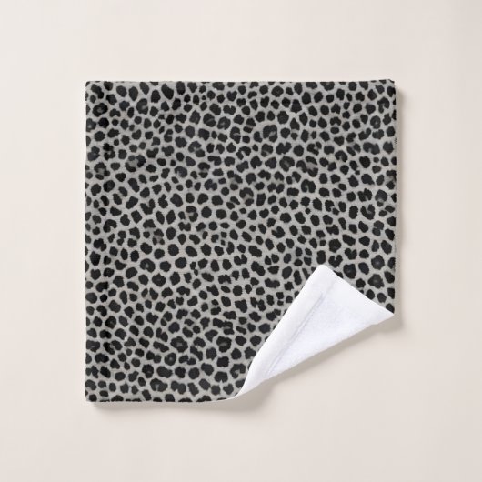 Elegante, moderne Luxus-Kollektion Weißer Leopard Badhandtuch Set (Waschlappen)