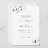 Elegante moderne Magnolia Classic Gold Frame Weddi Einladung (Vorderseite)