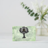 Elegante Moderne Mandala Yoga Pose Tree Logo Kunst Visitenkarte (Stehend Vorderseite)