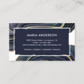 Elegante moderne Marine Blue Gold Agate Geode Gems Visitenkarte (Rückseite)