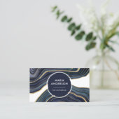 Elegante moderne Marine Blue Gold Agate Geode Gems Visitenkarte (Stehend Vorderseite)