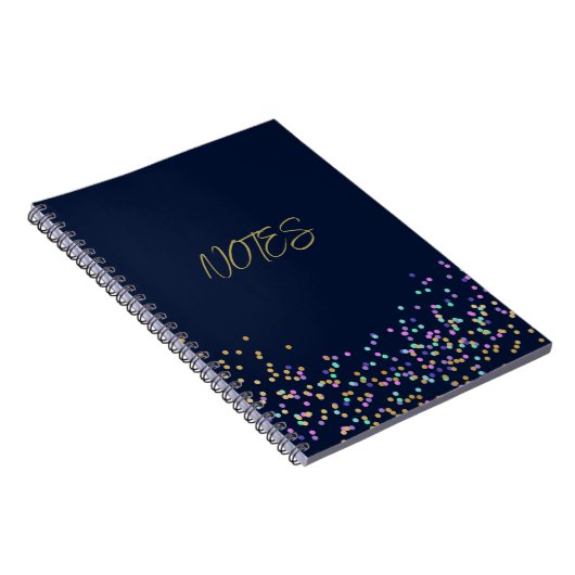 Elegante moderne Marine Blue Gold Pink Confetti Notizblock (Rechte Seite)