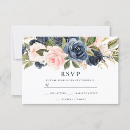 Elegante Moderne Marine & Blush Hochzeiten RSVP Karte