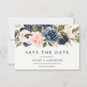 Elegante Moderne Marine & Blush Hochzeiten Save The Date (Vorderseite)