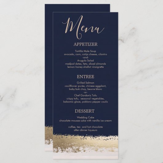 Elegante, moderne, Marine, Gold Foil Wedding Programm (Vorne/Hinten)