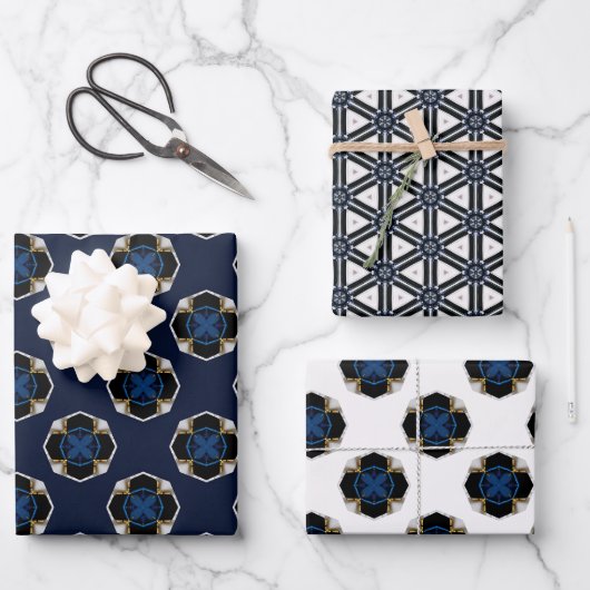 Elegante moderne Marine und Weiß Geschenkpapier Set (Vorderseite)