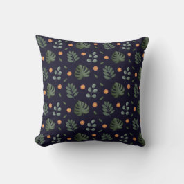Elegante moderne marineblaue botanische Blatt-Blum Kissen