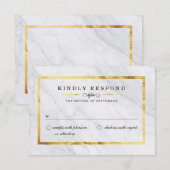 Elegante moderne Marmor- und Gold-RSVP-Karten RSVP Karte (Vorne/Hinten)