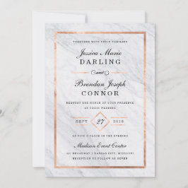 Elegante Moderne Marmor- und Rose-Gold-Hochzeit Einladung