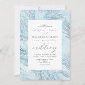 Elegante Moderne Marmorblauer Silberhochzeit Einladung (Vorderseite)