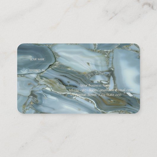 Elegante, moderne Marmortextur-Referenzkarte Empfehlungskarte (Rückseite)