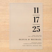 Elegante Moderne Mattierte Hochzeit Acryleinladungen (Vorderseite)