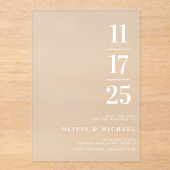 Elegante Moderne Mattierte Hochzeit Acryleinladungen (Vorderseite)