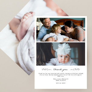 Elegante moderne Mehrbild-Baby-Shower-Kollage Dankeskarte