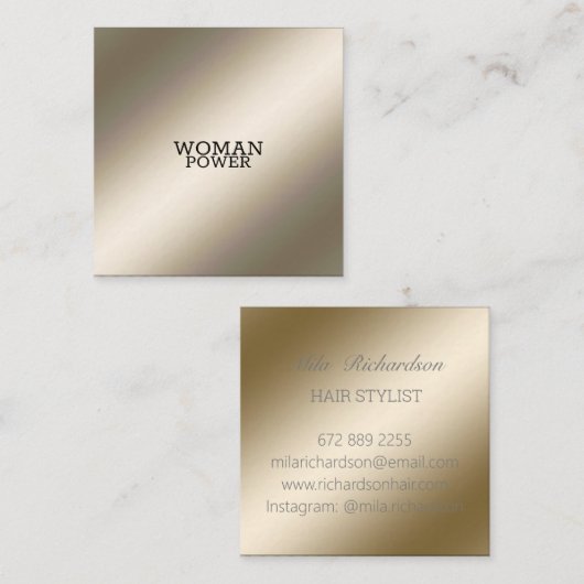 Elegante, moderne Metallgold-Visitenkarte Quadratische Visitenkarte (Vorne/Hinten)