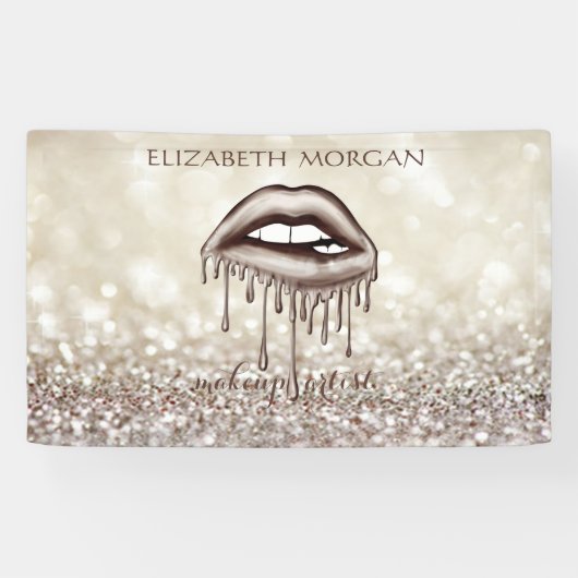 Elegante, moderne Metallic Dripping Lips, Bokeh Banner (Horizontal)