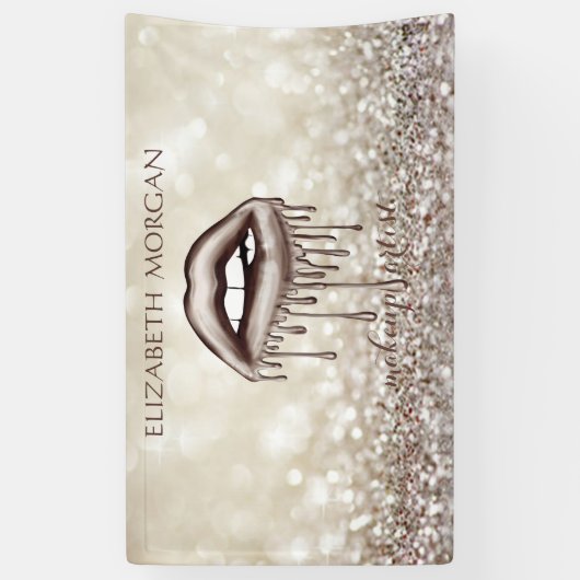 Elegante, moderne Metallic Dripping Lips, Bokeh Banner (Vertikal)