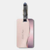 Elegante Moderne Metallische Rosa Flamingo Crown Gepäckanhänger (Rückseite vertikal)