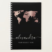 Elegante moderne Mindest-Rose-Gold-Weltkarte Planer (Vorderseite)