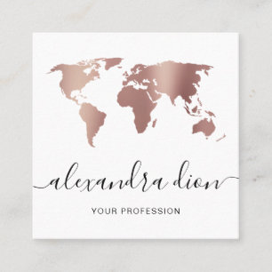 Elegante moderne Mindest-Rose-Goldweltkarte Quadratische Visitenkarte