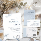 Elegante Moderne Minimal Blue Wedding Einladung