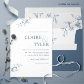 Elegante Moderne Minimal Blue Wedding Einladung