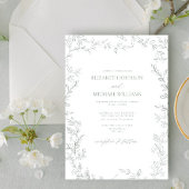 Elegante Moderne Minimal Leaf Sage Green Wedding Einladung